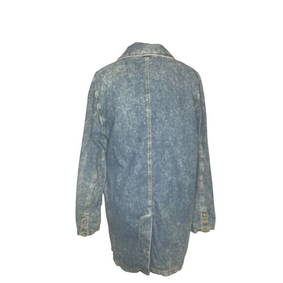 Free People We The Free Denim Blazer Womens S Western  Front Pockets Medium Wash - Picture 4 of 8
